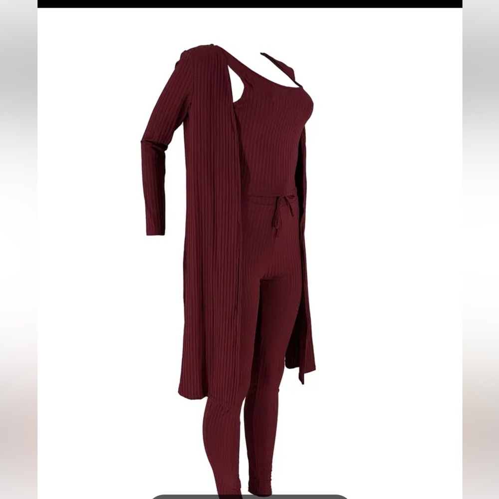 NWT 3pc Ribbed Comfort Set. Burgundy.  Size 2XL